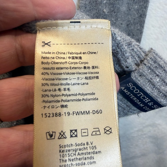 Scotch & Soda Sweater Mens Size XL Gray Wool Viscose Blend Preppy - Picture 5 of 9